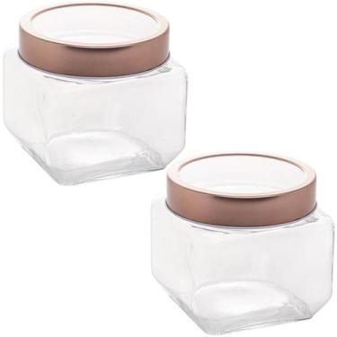 Imagem de Kit 2 Potes Porta Mantimentos Rose Gold com Tampa 800ml Lyor Gastro Po