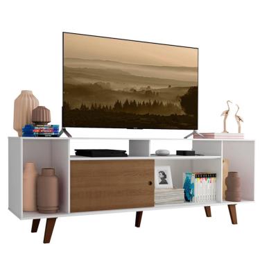 Imagem de Rack Cancun para TV até 65" com Pés Branco/Rustic Madesa