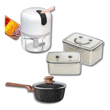 Imagem de Kit Cozinha: Mini Processador C/ Potes E Panela Antiaderente - Euro Ho