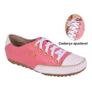 Imagem de Sapatênis mocassim feminino de couro confortável cores - Classek, Rosa