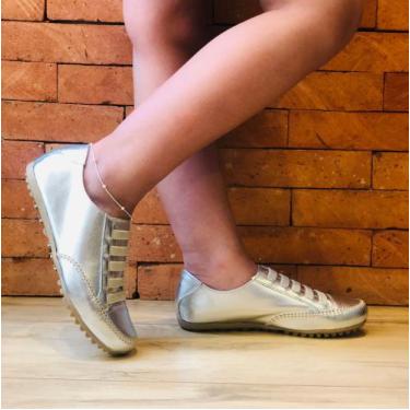 Imagem de Tênis Feminino lindo moderno Blogueira Prateado - Izabella Araújo, Pra