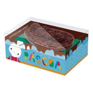 Imagem de Kit 6 Caixas P/ Meio Ovo De Páscoa 350g Com Colher Cromus