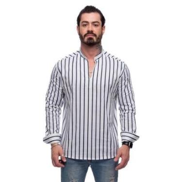 Imagem de Bata Manga Longa Masculina Listrada Leve Final de Ano-Masculino