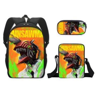 Imagem de Conjunto de mochilas Chainsaws Mans Denjis Cartoon Kids Nylon - Yiweis