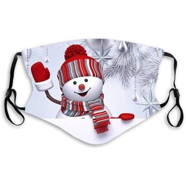 Imagem de Máscara facial de Natal com estampa de boneco de neve de algodão 23x12