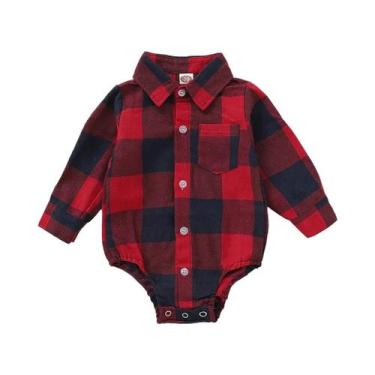 Imagem de Macacão De Bebê Menino Recém-Nascido Com Camisa De Manga Longa E Gola 