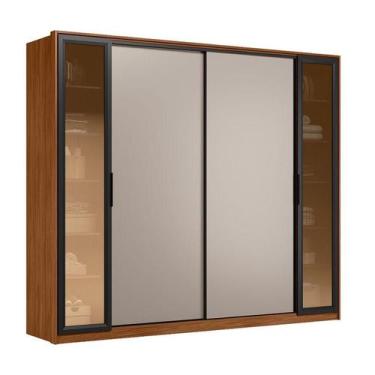 Imagem de Guarda Roupa Casal Laredo D44910K Nogueira Nude Prime TX Flex com Vidr