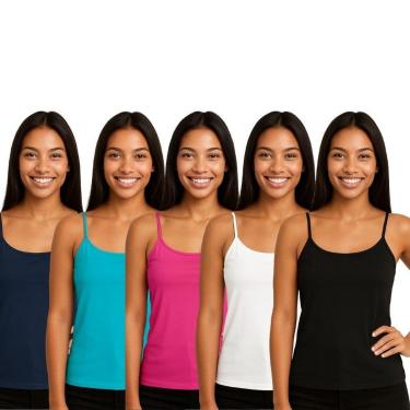 Imagem de Kit 5 Blusas Regata Feminina de Alcinha Lisa-Feminino