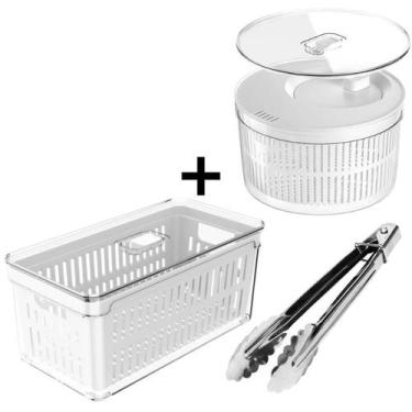 Imagem de Conjunto Pote Organizador de Geladeira OU 5L+Centrífuga 5em1 Secador d