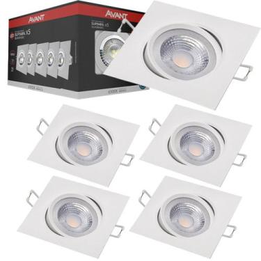 Imagem de Kit 5 Spot Led Embutir 5w Quadrado Direcionável Bivolt Avant