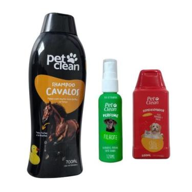 Imagem de Kit POP Pet Clean Shampoo + Perfume + Condicionador Pet Cães, Cavalo +