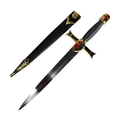 Imagem de Adaga Dos Cavaleiros Templária Medieval Com Bainha Preta - Tenda Medie