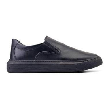 Imagem de Tênis Slip-on 100% Couro Fortis Santorini All Black Masculino-Masculino