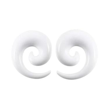 Imagem de Alargador De Orelha Em Acrílico Espiral Preto E Branco 12mm-24mm, Expa