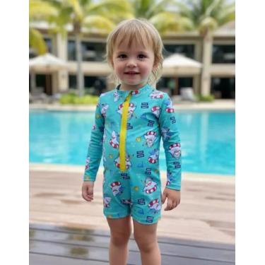 Imagem de Macaquinho Infantil Praia Piscina Bebê Proteção Solar UV50 Moda Verão 