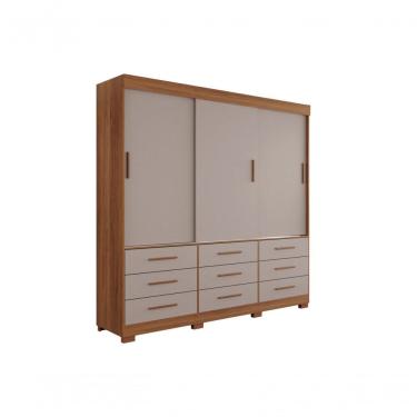 Imagem de Guarda Roupa Guarda-roupa New Star 3 Portas de Bater 9 Gavetas MDP Cinamomo-off White