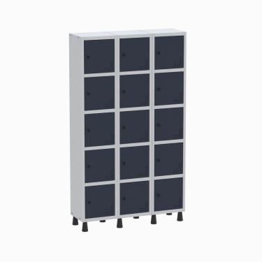 Imagem de Roupeiro Aço Linha Light 15 Portas – Gr303-15 Cinza-azul Delrei