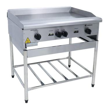 Imagem de Chapa Americana A Gás 90 Cm Profissional Com Pés 18 Mm Baixa Pressão Venâncio Cgp90