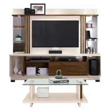 Imagem de Estante Home Theater com Pés e Mesa de Centro Frizz Gold Off White Savana – Madetec