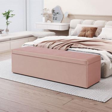 Imagem de Calçadeira Baú Lua em Veludo para Cama Box Casal Queen 160cm