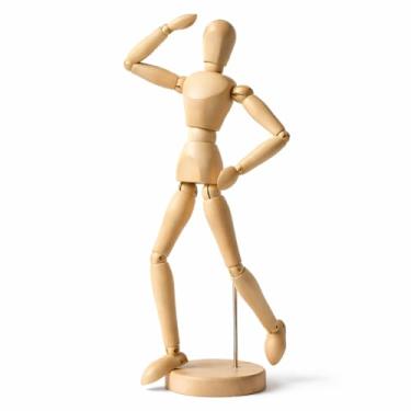 Imagem de Manequim boneco Decorativo Articulado Madeira para Modelo 33 Cm Enfeite desenho 3D móve...