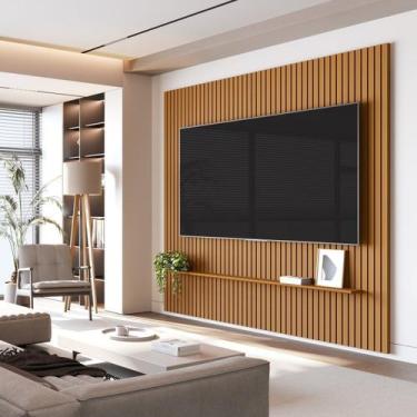 Imagem de Painel Ripado para TV até 75 Polegadas 100% MDF 228,6cmx240cm Arbo - E