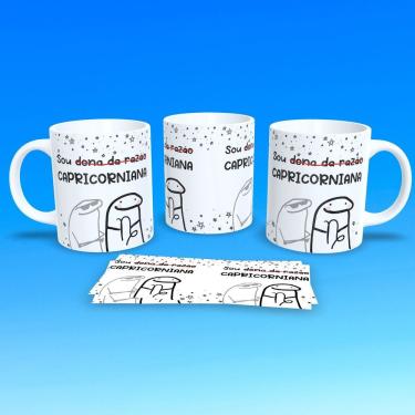 Imagem de Caneca de Porcelana Flork Signos Capricórnio para Bebidas 325ML Decorada Criativa para Uso Diário Branca Outras Marcas