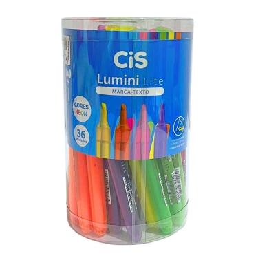 Imagem de Marca-texto CIS Neon Lumini Lite com Ponta Chanfrada e Tinta Resistente Caixa 36 Unidades 6 Cores Neon