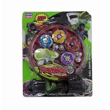 Imagem de Kit Brinquedo Beyblade Clash de Combate com 4 Peças Metal LED 2 Lançadores Arena Thunde...