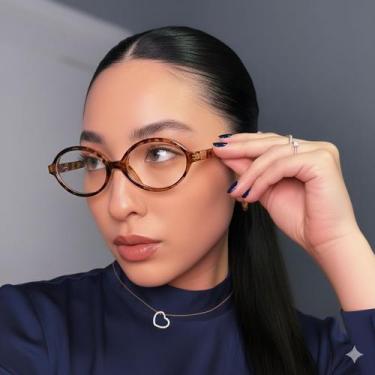 Imagem de Óculos de Sol Feminino Preto Oval Vintage Luxo Proteção UV400 - Taiwan