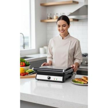 Imagem de Churrasqueira Grill Inox 180º Grande Capacidade Antiaderente - Congrat