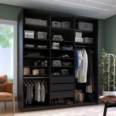 Imagem de Guarda-Roupa Closet 100% MDF 3 Gavetas Preto 209 cm - Modern