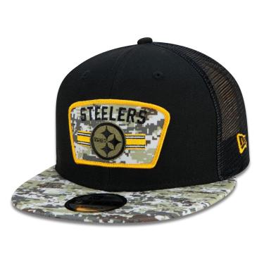 Imagem de Boné 9Fifty Trucker Pittsburgh Steelers Salute To Service NFL Snapback Aba Reta New Era...