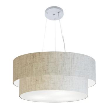 Imagem de Lustre Pendente Duplo Cilíndrico MD-4082 com Cúpula em Tecido 60X50CM Bivolt RUSTICO-BE...