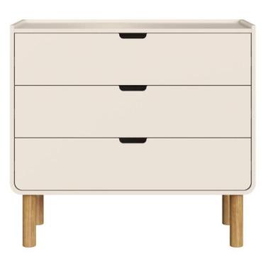 Imagem de Comoda 3 Gavetas 90 cm Pes Madeira Maciça 28103 Artesano, Off White