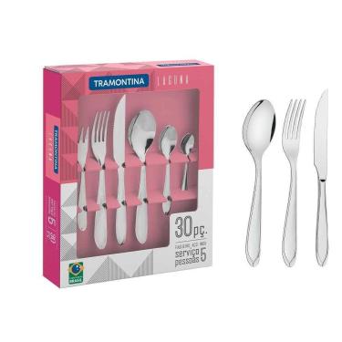 Imagem de Faqueiro Laguna 30 Peças Aço Inox Facas para Churrasco Tramontina 66906454