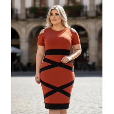 Imagem de Vestido Midi X Moda Feminina Evangélica - Miss FLOWER, Terracota, G