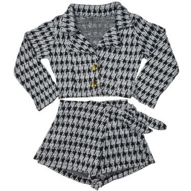 Imagem de Conjunto Infantil Blazer Short Saia Outono Inverno - 2L Kids, Preto, 6