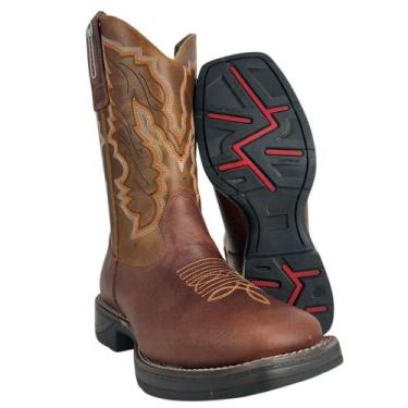 Imagem de Bota Texana Masculina Big Bull Boots Bico Quadrado Couro Fóssil Cela M