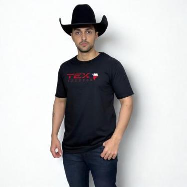 Imagem de Camiseta Country Masculina Bordada Relevo Texas Usa Algodão - Texas Ed