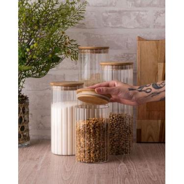 Imagem de Pote de Vidro Borossilicato com Tampa de Bambu 1,3L - Wolff, 1300ml