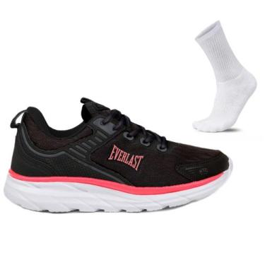 Imagem de Tênis Feminino Everlast Modelo Alpha Preto/Rosa +Par de Meia, 35, Pret