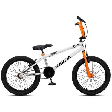 Imagem de Bicicleta Bmx Cross Bmx Rv-x Aro 20 Quadro em Aço Freio V-brake Branco Laranja Ravok