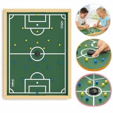 Imagem de Jogo de Mesa Peteleco Dedobol Campo de Futebol 30x40 em Mdf Educativo Portatil Junges