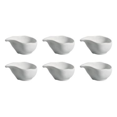 Imagem de Molheira Oval New White em Cerâmica Stoneware 6 Peças 40ML Artesanal Branco Porto Brasil