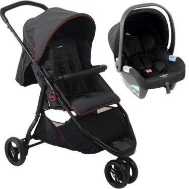 Imagem de Carrinho de Bebe com Bebe Conforto Preto Burigotto CR3 22 Gray Red