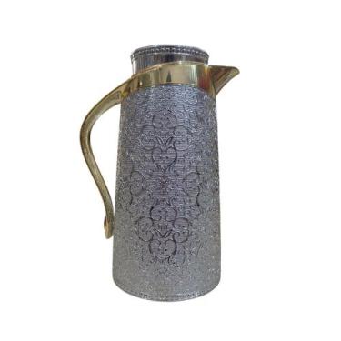 Imagem de Garrafa Térmica Prata com Dourado para Café e Chá - 1L - Prime Home De