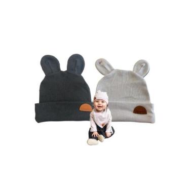 Imagem de Kit 2 Touca Para Bebê Infantil - 100% Algodão Cor Preto e Branco - Van