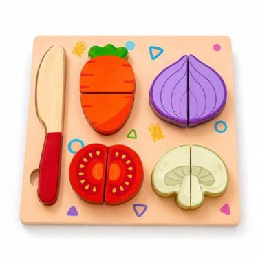 Imagem de Kit Comidinhas de Madeira para Cortar Montessori Infantil  Brinquedo E