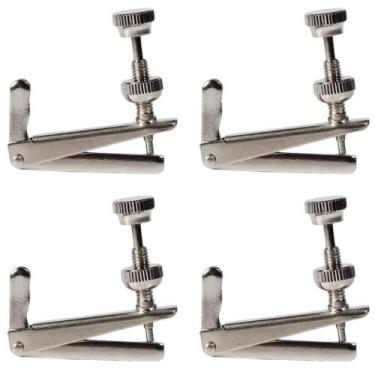Imagem de Kit 4 Micro Afinadores Fixo Marinos Para Viola De Arco Metal Prata Cro